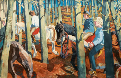 Karl Adser : Equestrians in the Wood