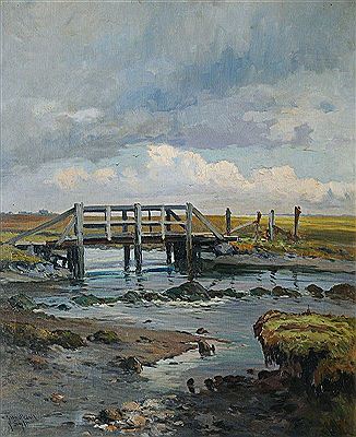 Henry Gundlach : Old Footbridge in the Tideland of Sylt