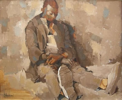 Anthony Strickland : MAN RESTING AGAINST A WALL