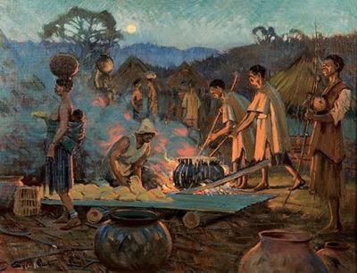 Sydney Carter : AFRICAN FIGURES AROUND A CAMP FIRE