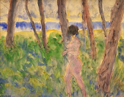 Fernand Jobert : Nu sous les arbres