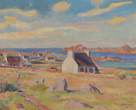 Armand Joseph Bonamy : Village breton en bord de mer