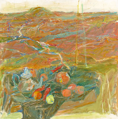 Eliyahu Gat : Still Life Against a Landscape