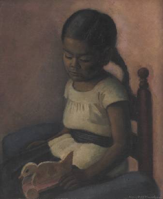 Edna Maschgan : Young Mexican Girl with Toy Duck