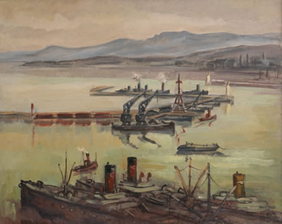 Eliane de la Villeon : VUE DU PORT D'ALGER