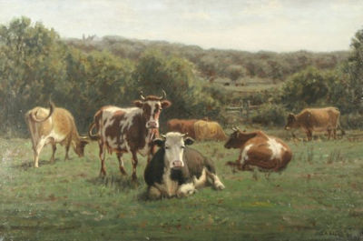 George Arthur Hays : Cows in the Summer Field