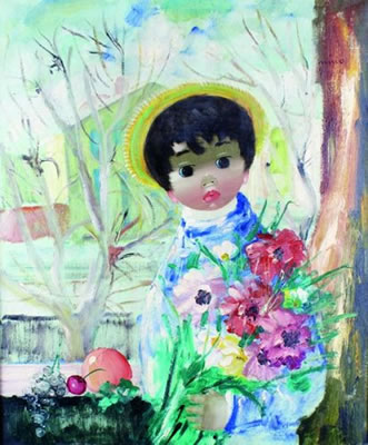 Nino Giuffrida : ENFANT AU BOUQUET DE FLEURS