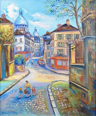 Alexandre Poustynnikoff : RUE ANIMÉE À MONTMARTRE