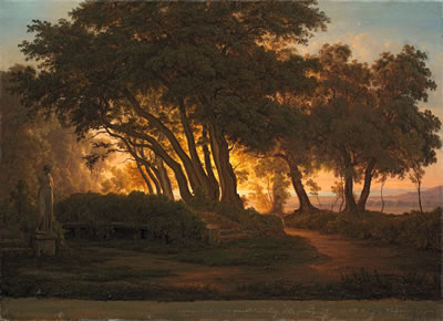 Gustav Friedrich Papperitz : SONNENUNTERGANG, GESEHEN VON DER VILLA MASSA ZU ALBANO BEI ROM