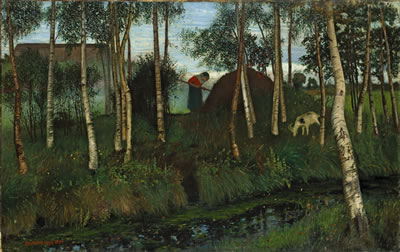 Otto Modersohn : BIRKEN AM MOORKANAL