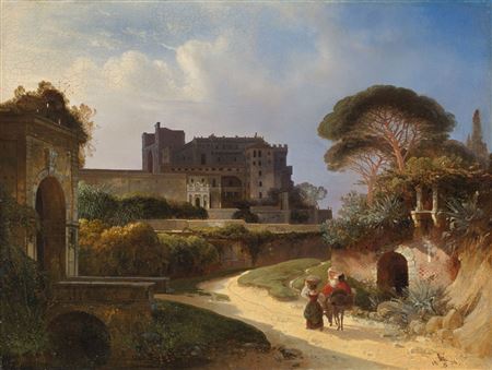 August Wilhelm Schirmer : View of the Porta Angelica and the Vatican