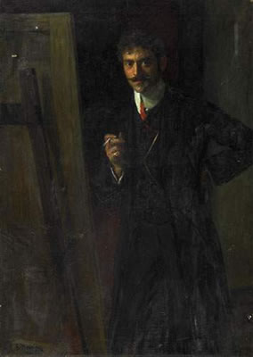 Fritz Reusing : Portrait of an artist in front of his easel