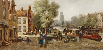 Erich Demmin : Fishmonger on Amsterdam canal