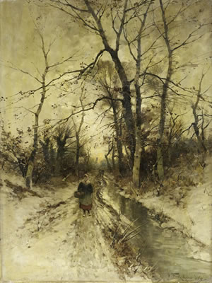 Heinz Flockenhaus : On a wintry, snow-covered road