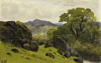 Franz Jacob Hoffmann : View from the Munterley over Gerolstein in the Eifel