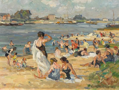 August Ludecke-Cleve : 'Badestrand'.