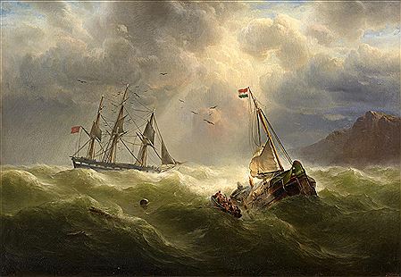 Franz Johann Wilhelm Hunten : Shipwreck off the Coast.