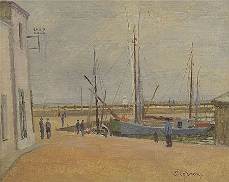 Eugène Corneau : Le port de Joinville, Ile d'Yeu