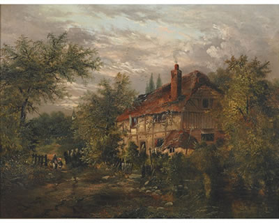 Edgar Longstaffe : TWO VIEWS OF HAMPSHIRE: NEAR SOPHLEY HANTS; COTTAGE SCENE IN BURLEY HANTS (2)