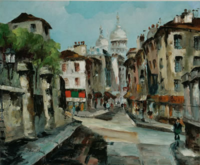 Andre Besse : LA RUE NORVINS A MONTMARTRE