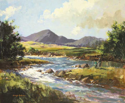 George K Gillespie : ON THE OWENMORE RIVER, NEAR LEENANE, CONNEMARA