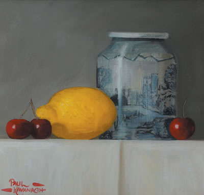 Paul Kavanagh : CHINESE VASE, LEMON AND CHERRIES