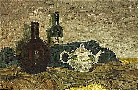 Martin Mac Keown : STILL LIFE WITH TEAPOT AND BOTTLES, 1952