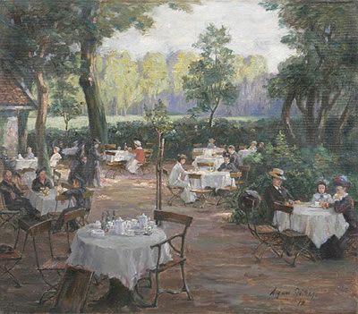 August Bocher : Nachmittag in einem Gartencafé