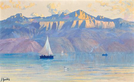 Fernand Gaulis : Lac Léman - effet du soir