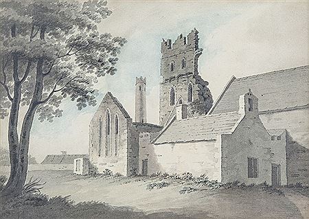 Hubert Cornish : Kildare Cathedral and Round Tower