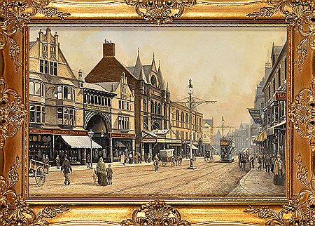 John Lewis Chapman : NOSTALGIC STREET SCENES AND A CANAL SCENE IN TURN OF THE CENTURY LEEDS  (a suite of 3)