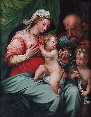 Girolamo Siciolante da Sermoneta : La Sainte Famille avec le petit saint Jean-Baptiste