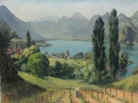 René Besserve : Vue du lac d'Annecy