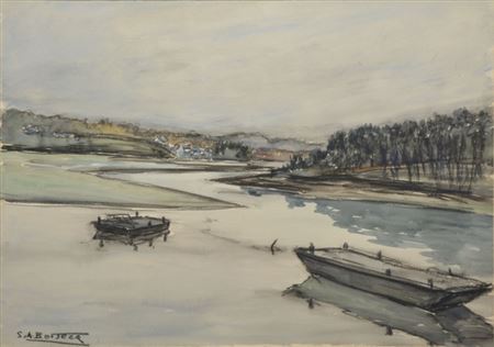 Salomon Alfred Boisecq : Barques sur la rivière