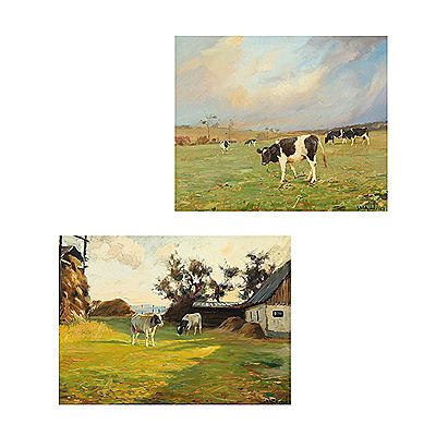 Gunnar Bundgaard : Two scenes with cows.