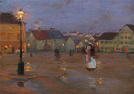 Hans Olde : Evening at the marketplace