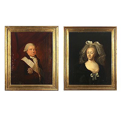 Hans Hansen : A pair of portraits of chamberlain, Holger Sehested and his wife Edel Margrethe Gersdorf(2)