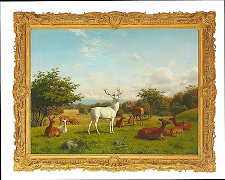 Carl Henrik Bogh : Deer in Dyrehaven.