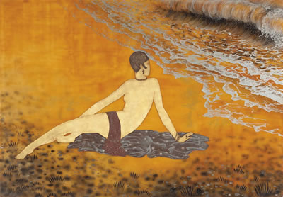 Jean Dunand : 'WOMAN BATHING', A PANEL, 1930