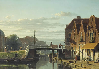 Jan Weissenbruch : Leydshendam: a view of the Delftsekade, Leidschendam