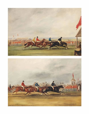 Charles Augustus Henry Lutyens : The Horse Race: The Start and The Finish, with soldiers lining the track (2)