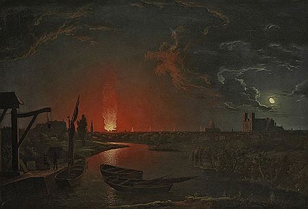 Abraham Pether : The burning of The Old Drury Lane Theatre