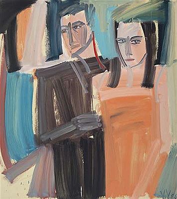 Vicki Varvaressos : Two Figures (Orange Dress)