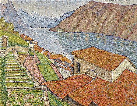 Paul Donze : Dorfpartie am Lago di Lugano