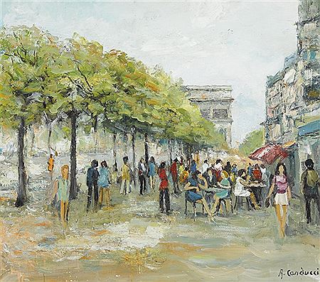 Adolfo Carducci : Avenue des Champs-Élysées avec l'Arc de Triomphe