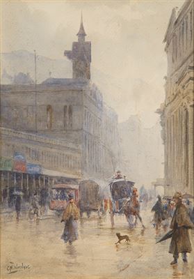 Charles Nathaniel Worsley : Corner of Lambton Quay & Customhouse Quay, Wellington