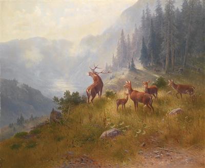 Ludwig Skell : Stag with his Pack