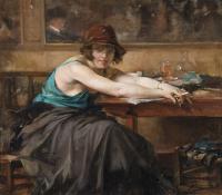 Jean Leon Gouweloos : Femme dans un café