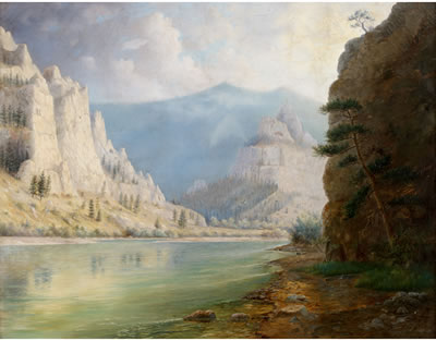 Ralph Earl DeCamp : 'GATEWAY TO THE MOUNTAINS ON THE MISSOURI RIVER NEAR HELENA, MONTANA'