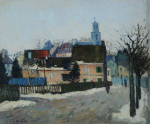 Franz Karl Opitz : Winter in Zürich mit Kirche Fluntern, 1947